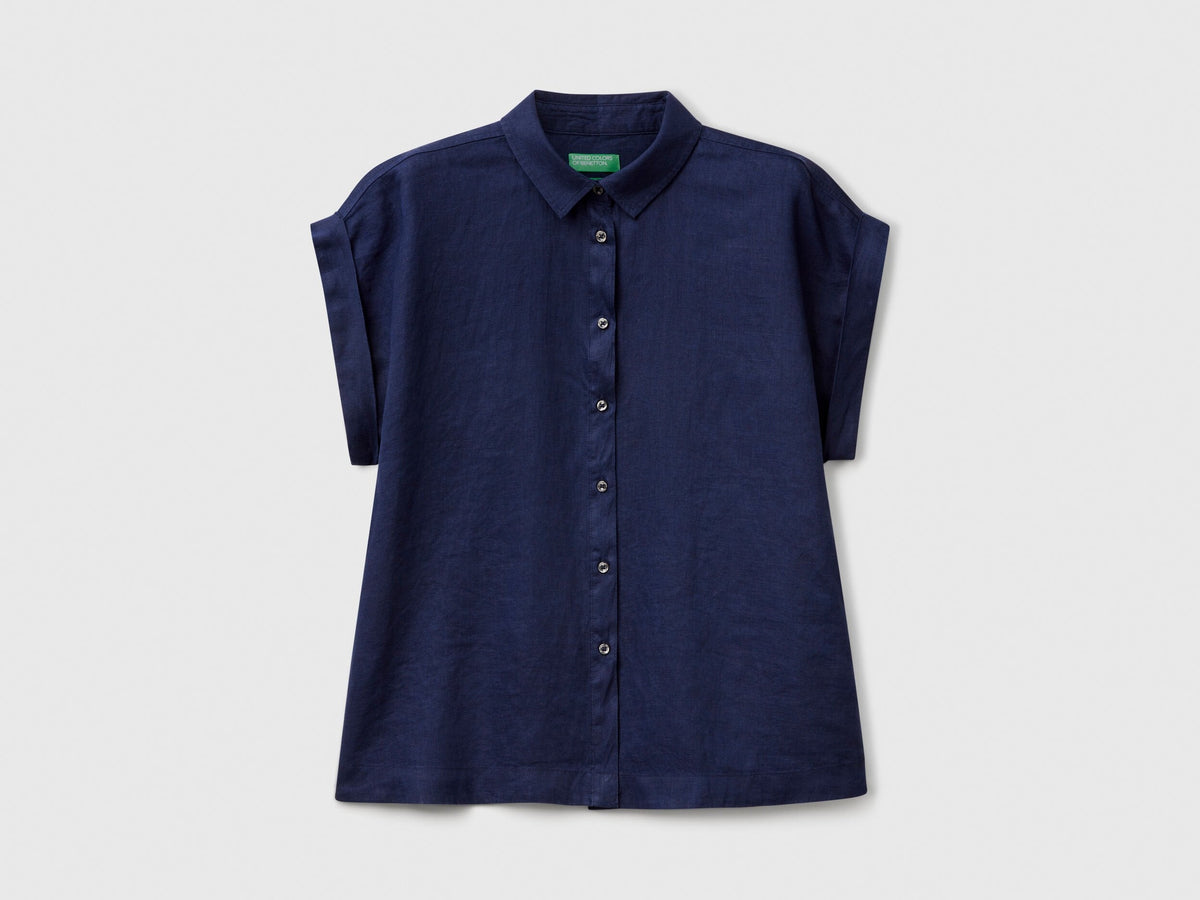 Benetton_Regular Fit Shirt in Pure Linen_5BMLDQ06V_252_03