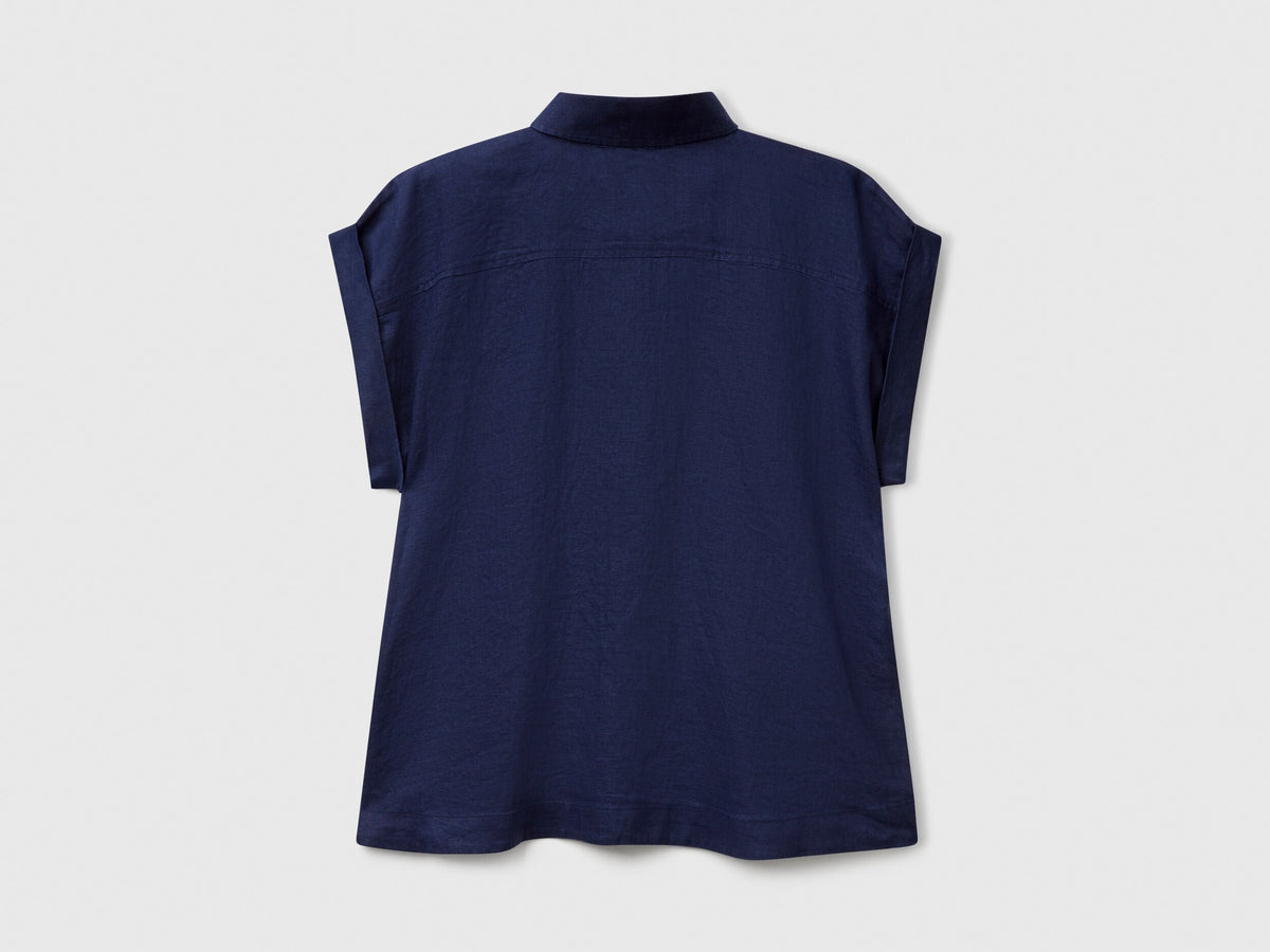 Benetton_Regular Fit Shirt in Pure Linen_5BMLDQ06V_252_04