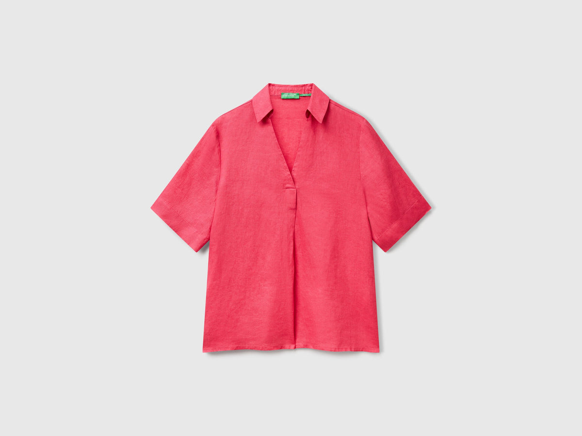 Benetton_Short Sleeve Blouse in Pure Linen_5BMLDQ0B6_12E_03