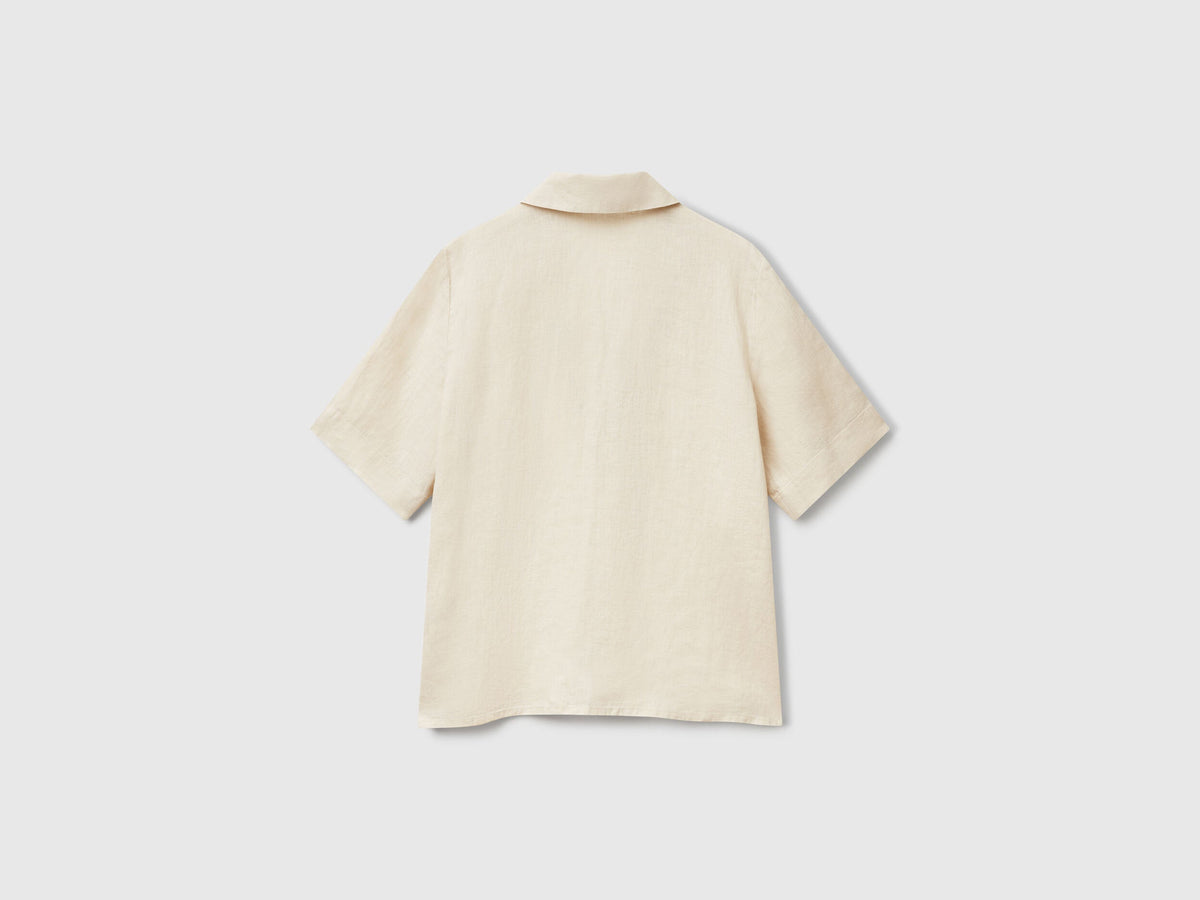 Benetton_Short Sleeve Blouse in Pure Linen_5BMLDQ0B6_152_04