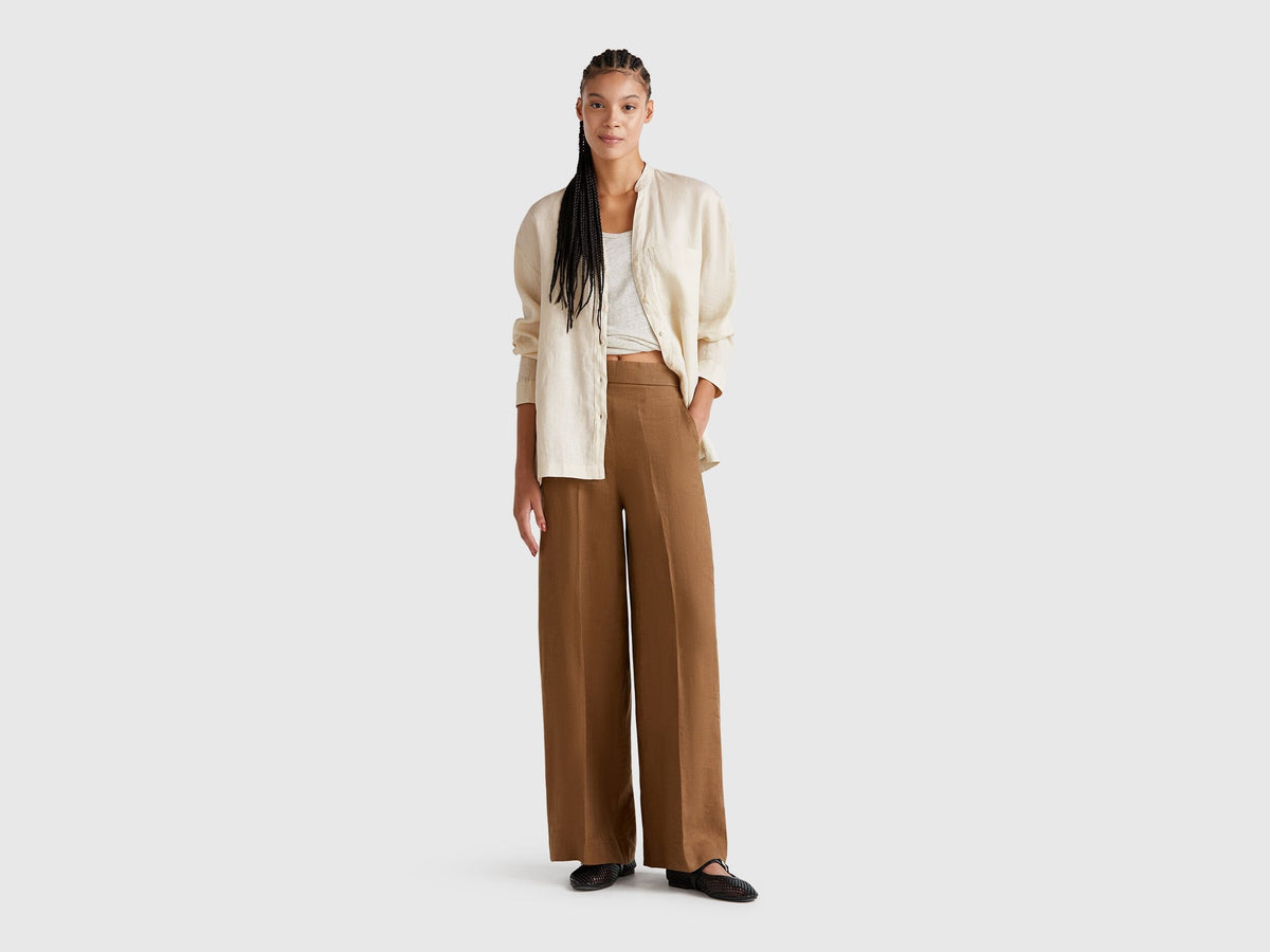 Benetton_Oversized Shirt in Pure Linen_5BMLDQ0BA_152_03