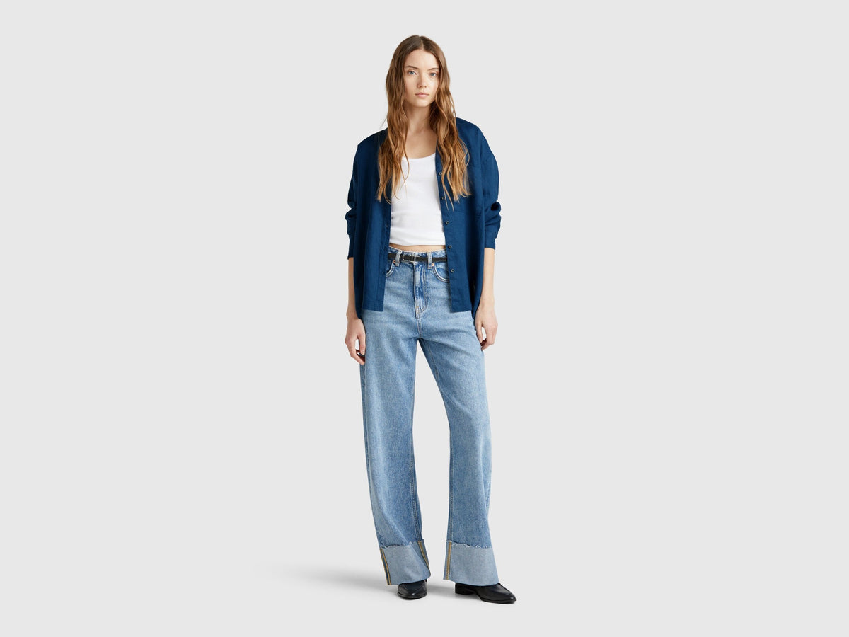 Benetton_Oversized Shirt in Pure Linen_5BMLDQ0BA_217_03
