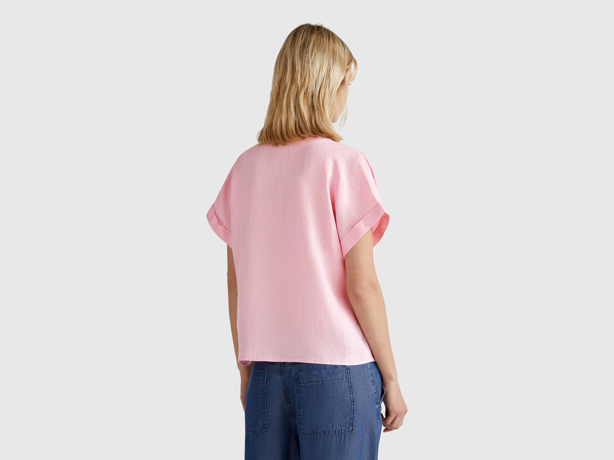 Benetton_Blouse in Pure Linen_5BMLDQ0BR_09J_02