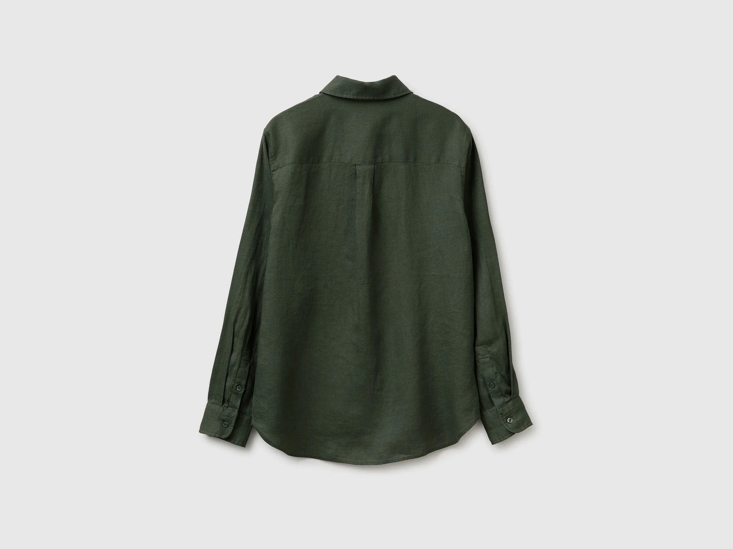 Benetton Military Green Women Regular Fit Shirt in Pure Linen SKU: 5BMLDQ0D9_20W Image 02