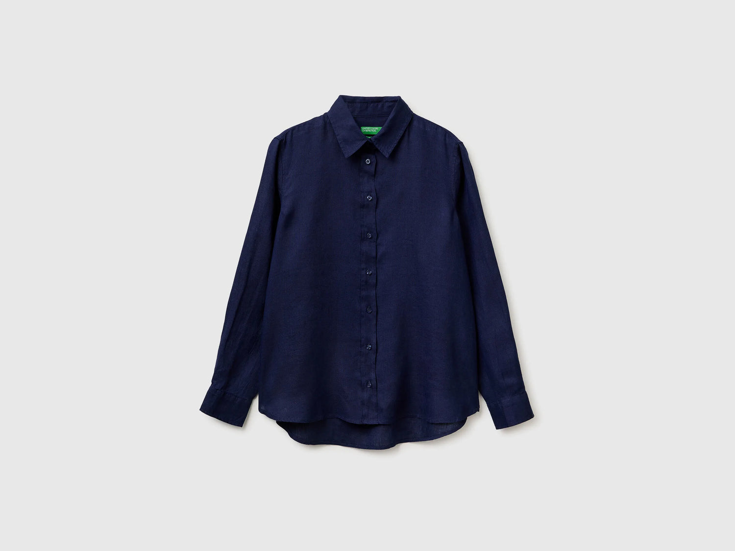 Benetton Dark Blue Women Regular Fit Shirt in Pure Linen SKU: 5BMLDQ0D9_252 Image 01