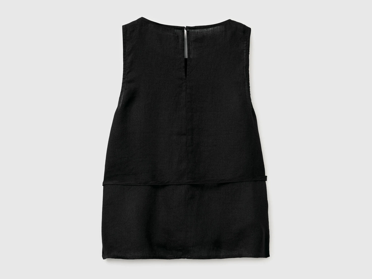 Benetton Black Women 100% Linen Tank Top with Strap SKU: 5BMLDQ0DZ_100 Image 02