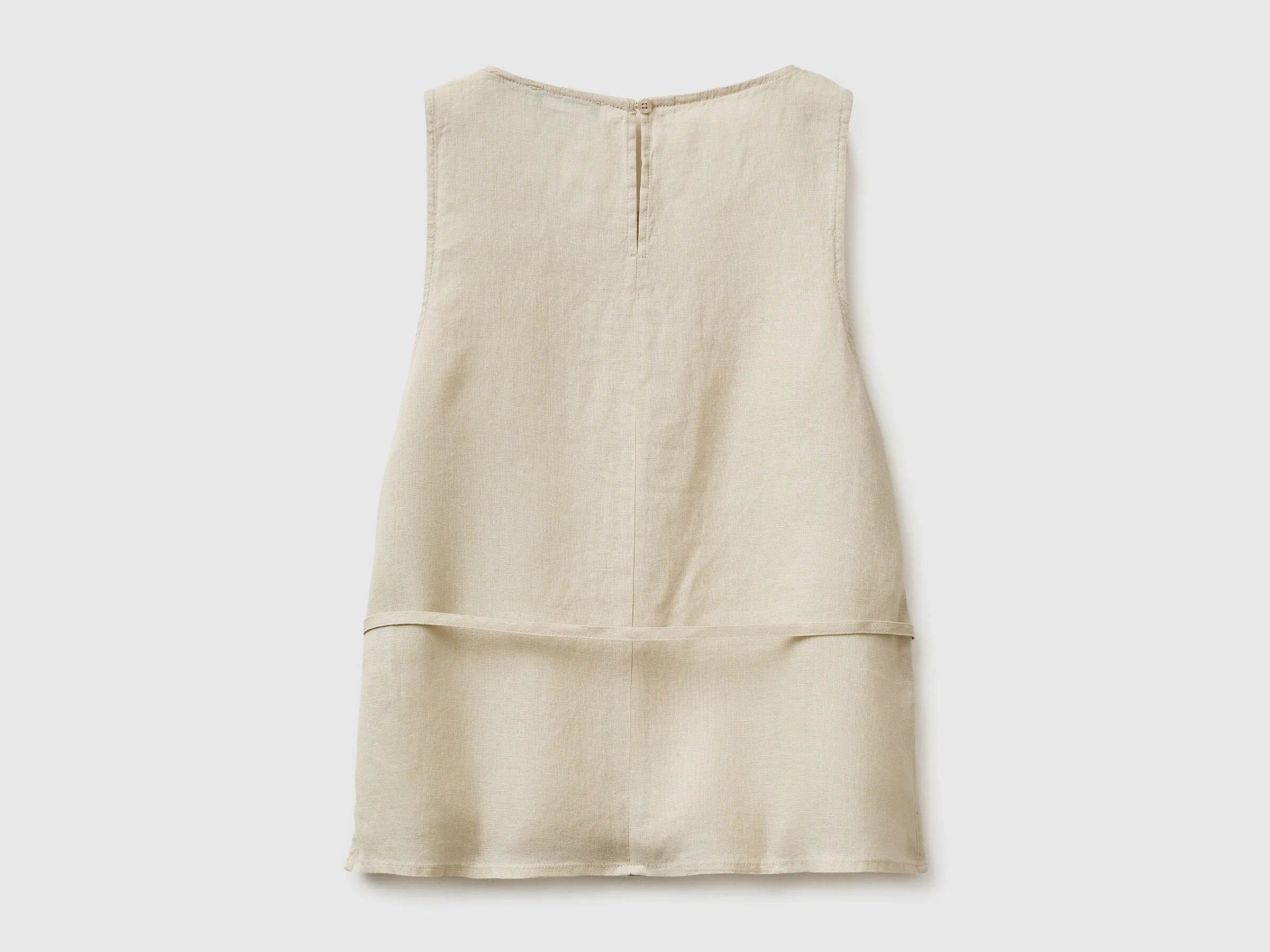 Benetton Beige Women 100% Linen Tank Top with Strap SKU: 5BMLDQ0DZ_152 Image 02