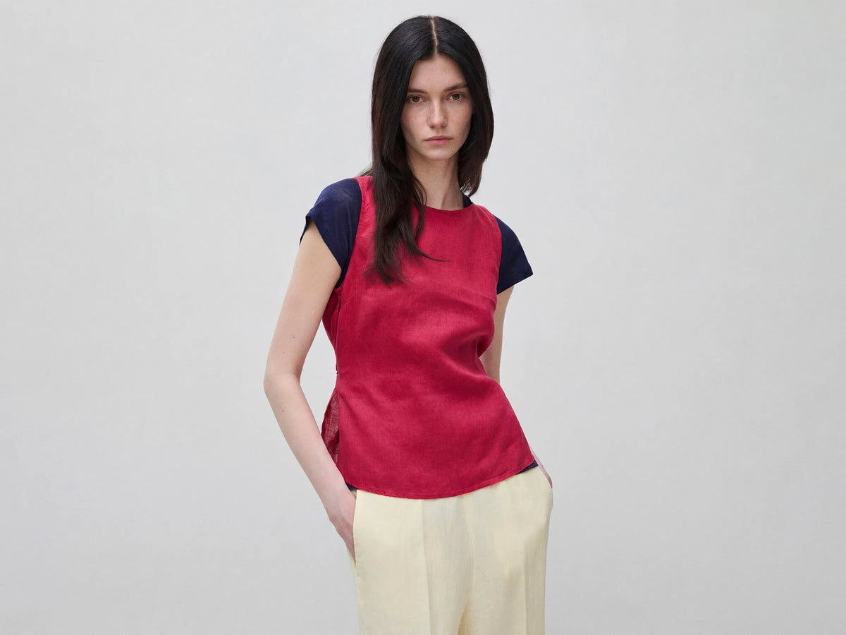 Benetton Strawberry Women 100% Linen Tank Top with Strap SKU: 5BMLDQ0DZ_2G1 Image 01