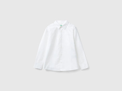 Benetton White Boys Classic Shirt in Pure Cotton SKU: 5DGXCQ00T_915 Image 01