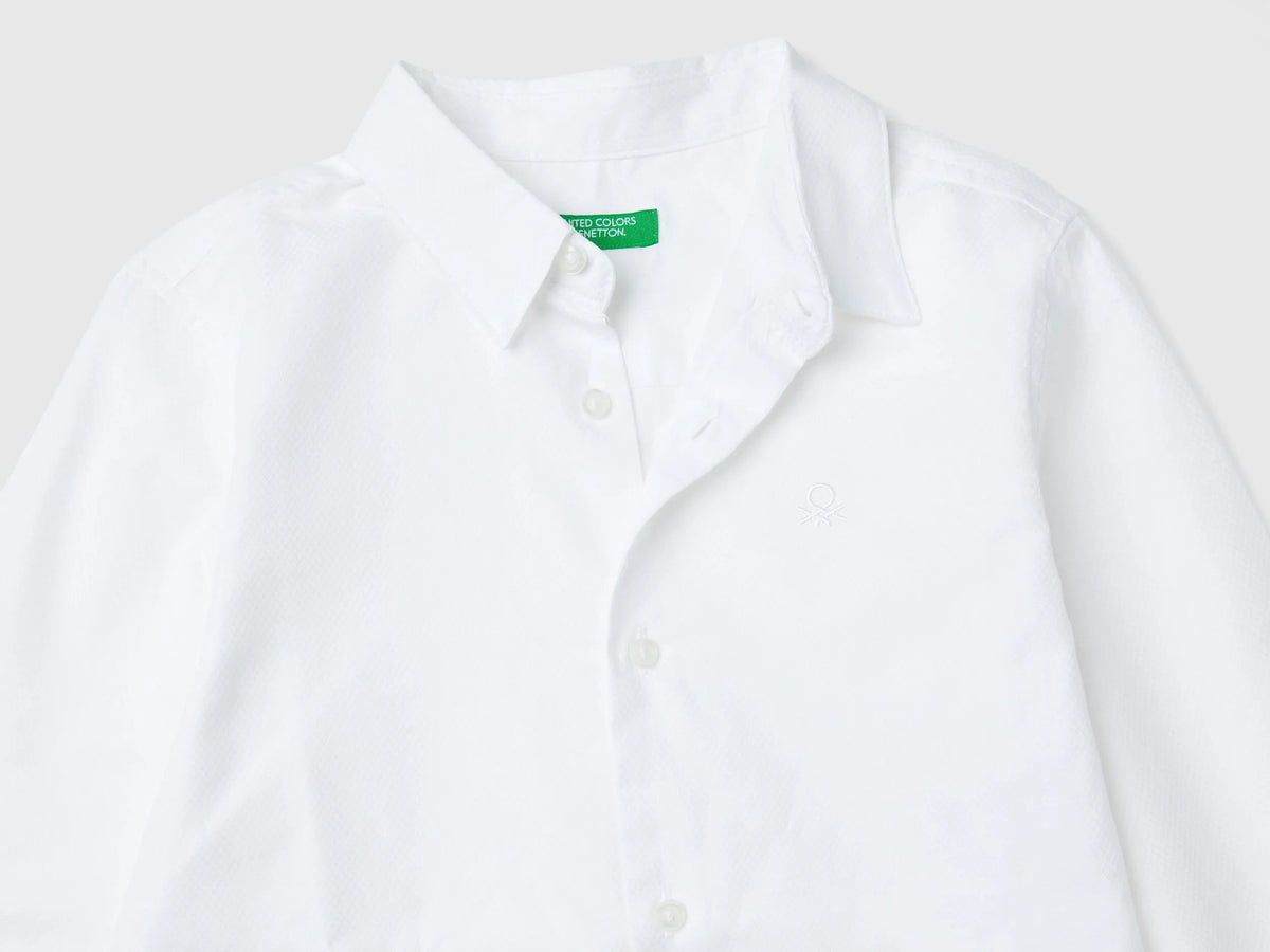 Benetton White Boys Classic Shirt in Pure Cotton SKU: 5DGXCQ00T_915 Image 03