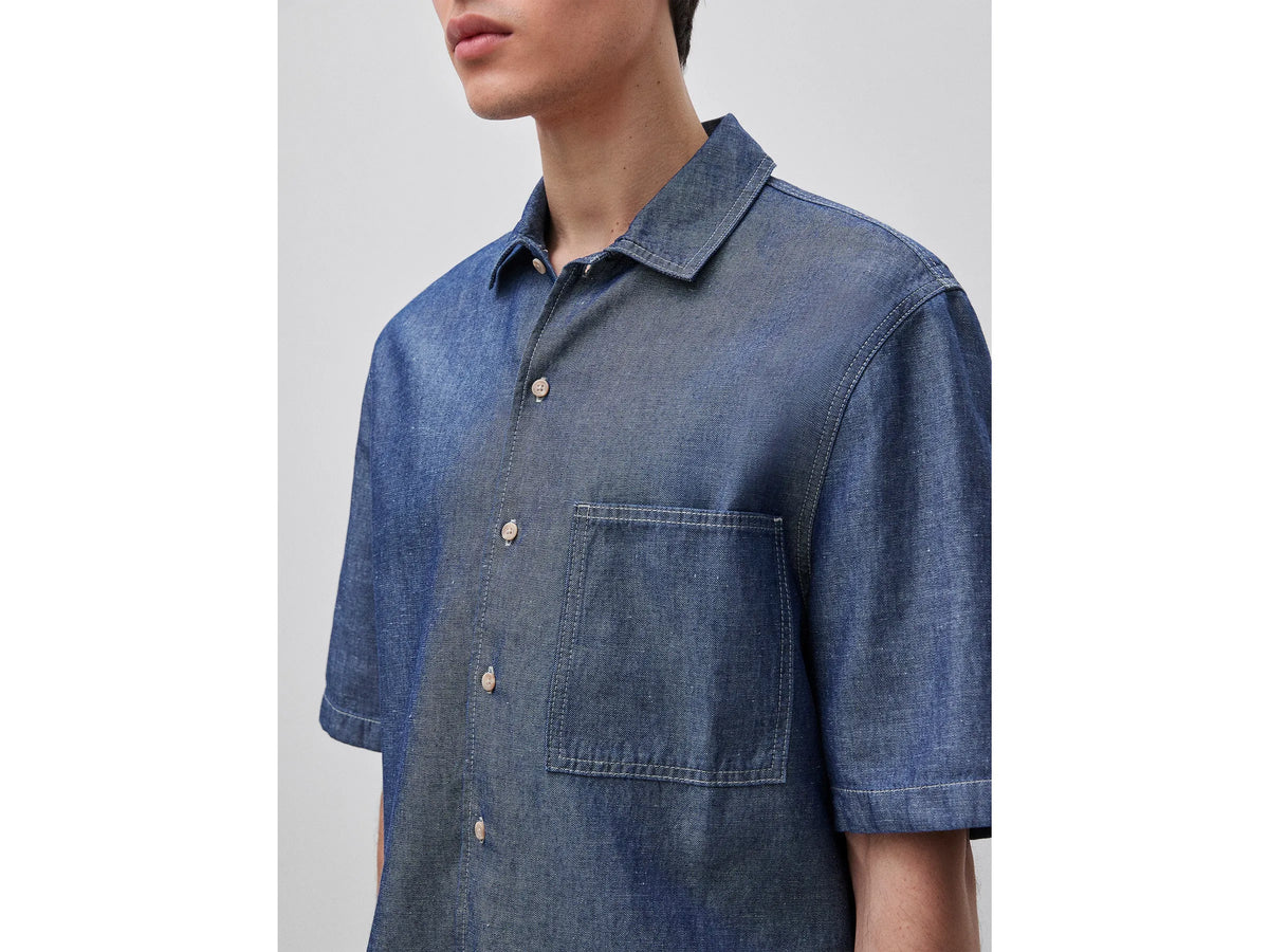 Benetton Light blue Men Chambray Shirt SKU: 5E1XUQ073_901 Image 04