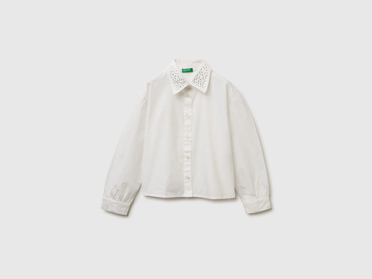 Benetton_Creamy White_Shirt with Jewel-Effect Applique_5EW7CQ04L_074_01