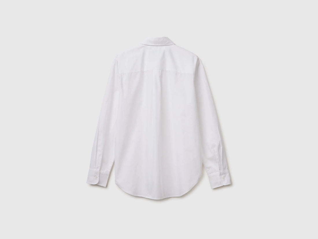 Benetton White Women Relaxed Fit Cotton Shirt SKU: 5HAXDQ0D8_101 Image 02