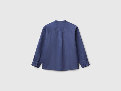Benetton_Mandarin Collar Shirt in Linen Blend_5IPVCQ03T_12T_02