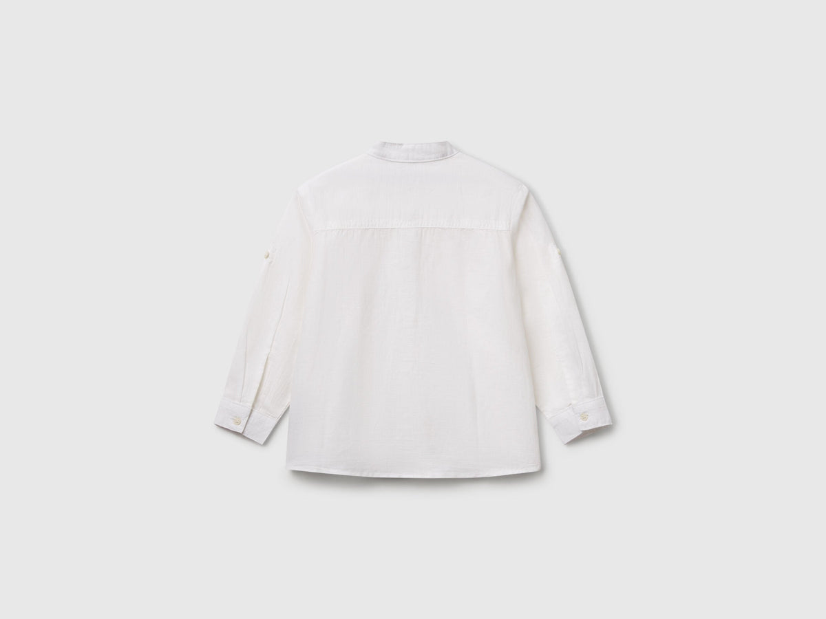 Benetton_Mandarin Collar Shirt in Linen Blend_5IPVGQ01L_101_02