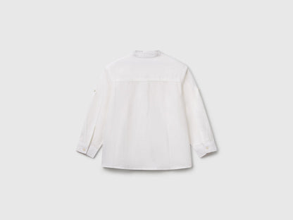 Benetton_Mandarin Collar Shirt in Linen Blend_5IPVGQ01L_101_02