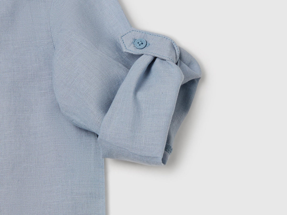 Benetton_Mandarin Collar Shirt in Linen Blend_5IPVGQ01L_2F9_03