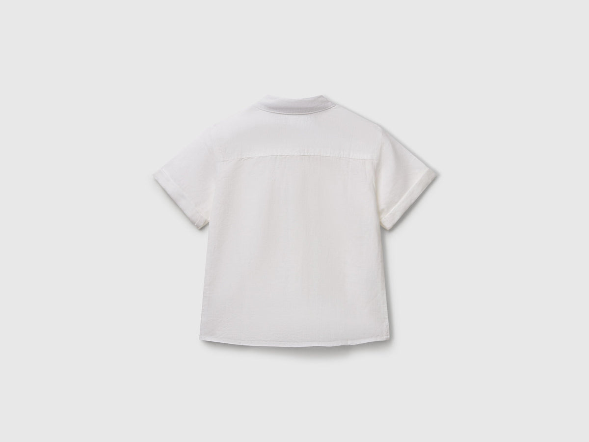 Benetton_Short Sleeve Shirt in Linen Blend_5IPVGQ02H_101_02