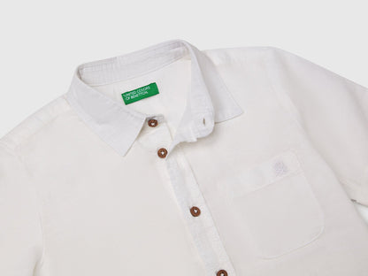 Benetton_Short Sleeve Shirt in Linen Blend_5IPVGQ02H_101_03