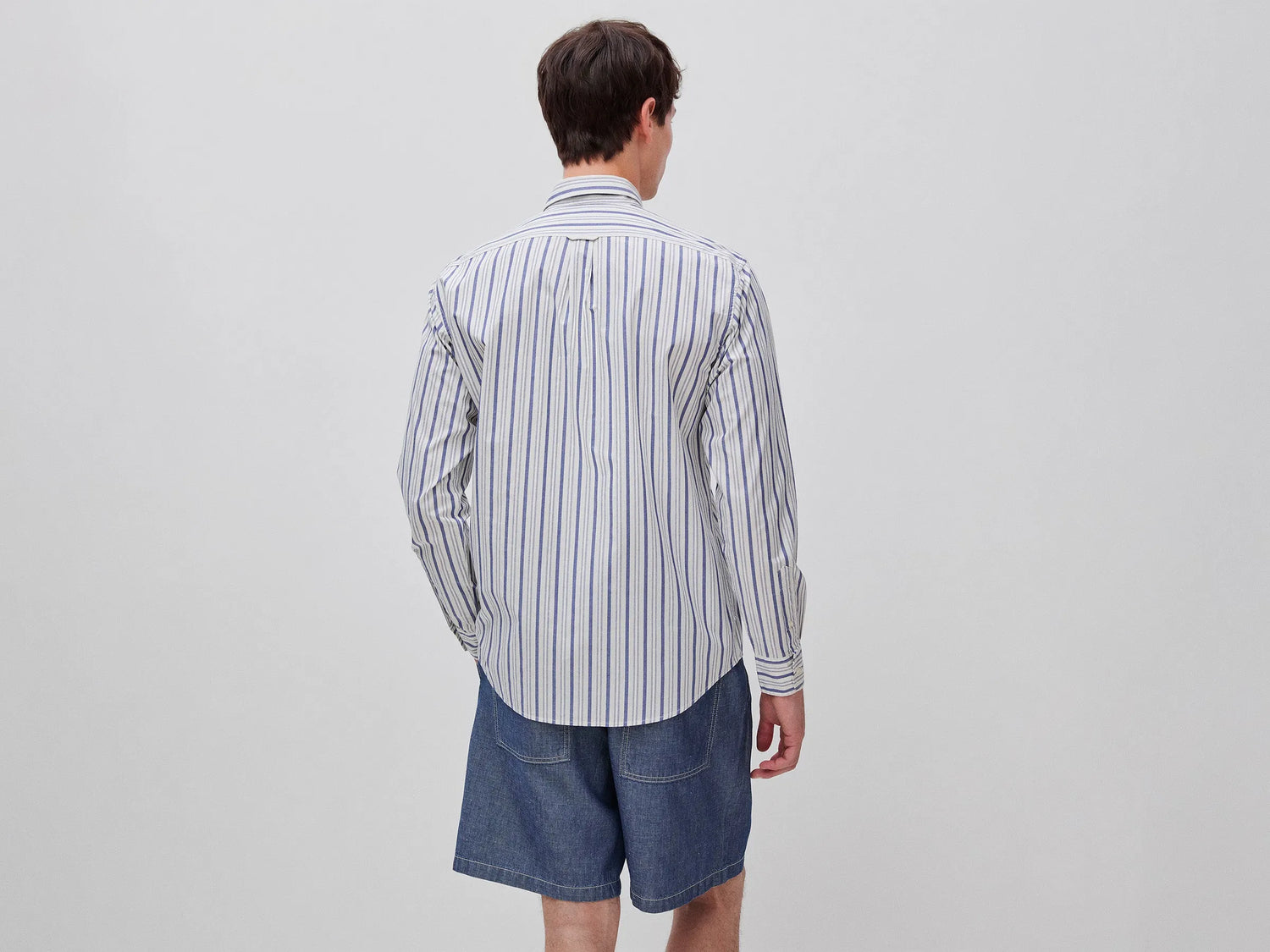 Benetton Creamy white Men Striped Button-Down Shirt SKU: 5KEJUQ076_901 Image 02
