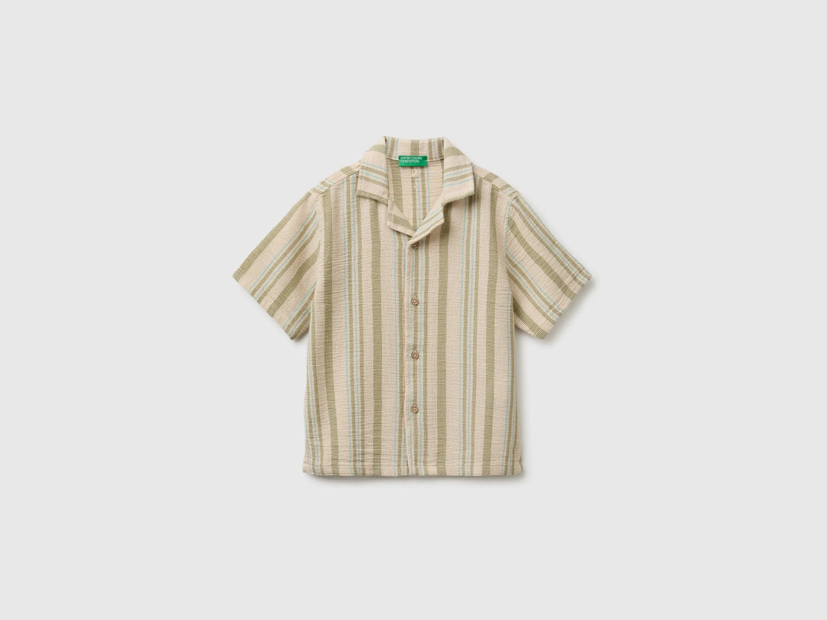 Benetton Multi-Color Boys Oversized Striped Shirt SKU: 5OZ3CQ050_901 Image 01