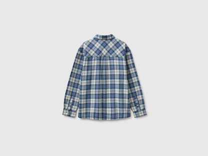 Benetton Dark Blue Boys Oversized Checked Shirt SKU: 5PBACQ055_902 Image 02