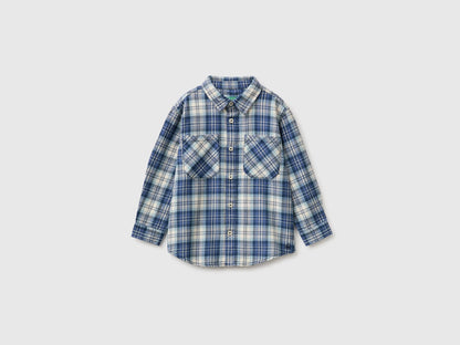 Benetton Blue Boys Oversized Checked Shirt SKU: 5PBAGQ03E_902 Image 01