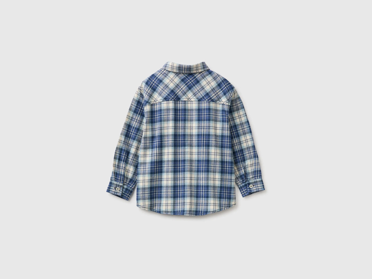 Benetton Blue Boys Oversized Checked Shirt SKU: 5PBAGQ03E_902 Image 02