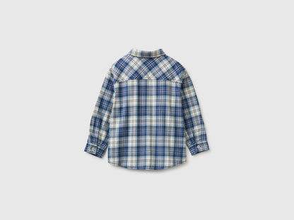 Benetton Blue Boys Oversized Checked Shirt SKU: 5PBAGQ03E_902 Image 02