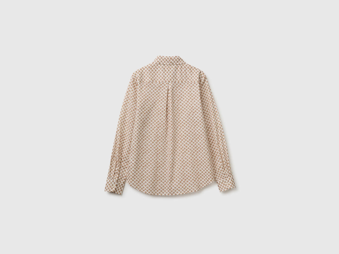 Benetton Creamy White Women Long-Sleeved Patterned Shirt SKU: 5Q6SDQ0AY_60H Image 02
