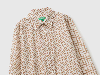 Benetton Creamy White Women Long-Sleeved Patterned Shirt SKU: 5Q6SDQ0AY_60H Image 03