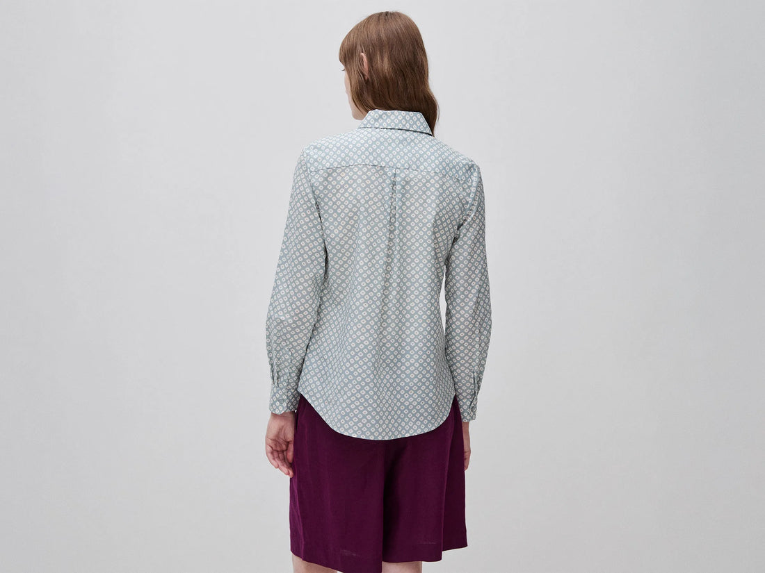 Benetton Light Gray Women Long-Sleeved Patterned Shirt SKU: 5Q6SDQ0AY_60J Image 02