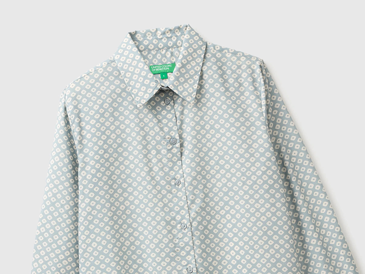 Benetton Light Gray Women Long-Sleeved Patterned Shirt SKU: 5Q6SDQ0AY_60J Image 07