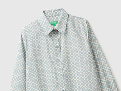 Benetton Light Gray Women Long-Sleeved Patterned Shirt SKU: 5Q6SDQ0AY_60J Image 07