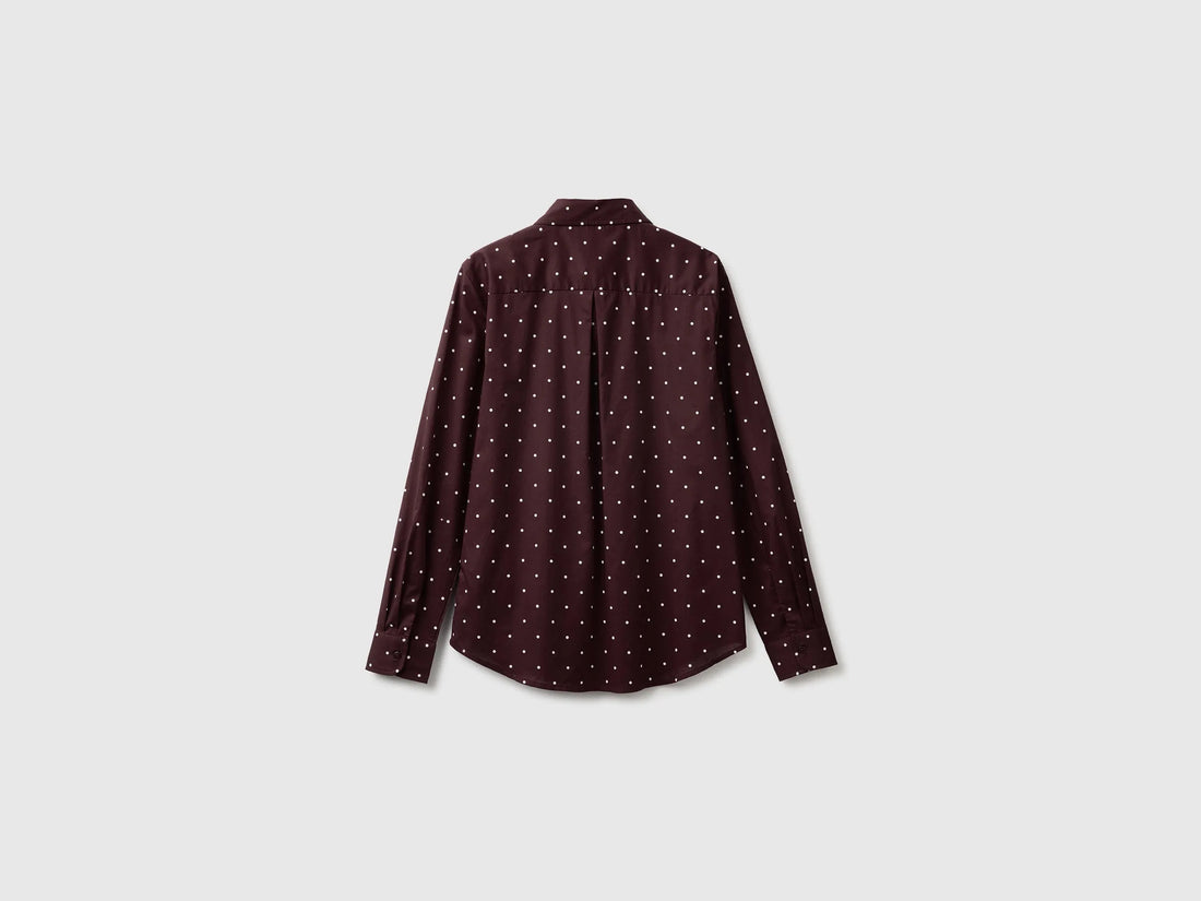 Benetton Dark Brown Women Long-Sleeved Patterned Shirt SKU: 5Q6SDQ0AY_60P Image 02