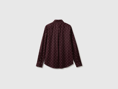 Benetton Dark Brown Women Long-Sleeved Patterned Shirt SKU: 5Q6SDQ0AY_60P Image 02