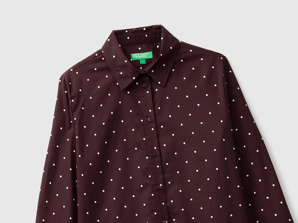Benetton Dark Brown Women Long-Sleeved Patterned Shirt SKU: 5Q6SDQ0AY_60P Image 03
