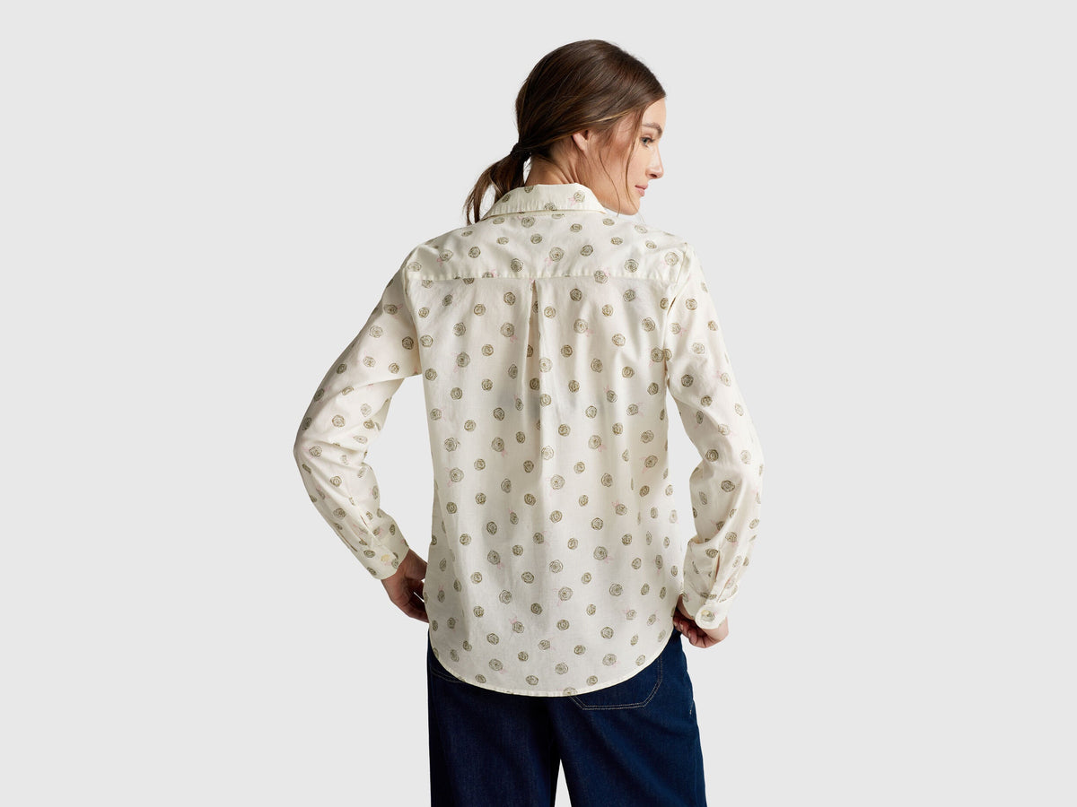 Beneton_Patterned Shirt in Lightweight Cotton_5Q6SDQ0AY_66M_02