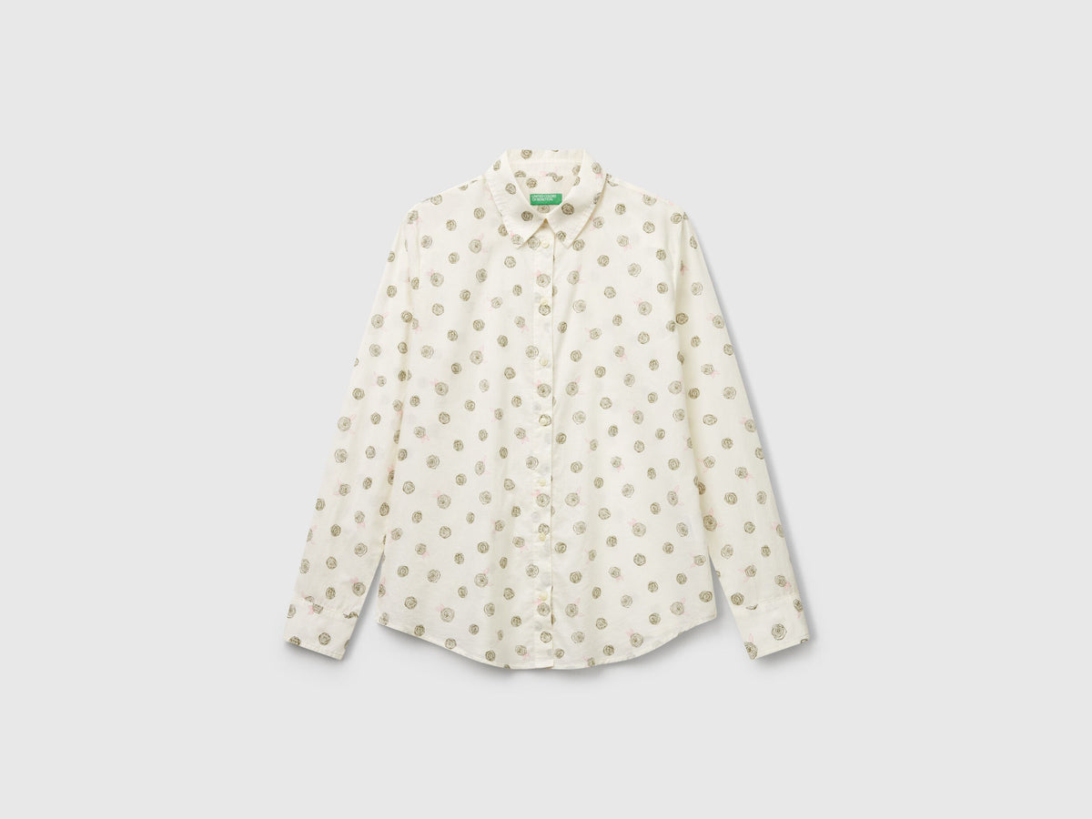 Beneton_Patterned Shirt in Lightweight Cotton_5Q6SDQ0AY_66M_04