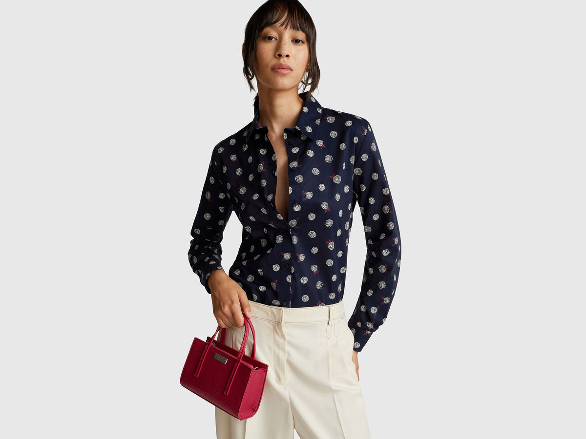 Benetton_Multi-Color_Patterned Shirt in Lightweight Cotton_5Q6SDQ0AY_66N_01