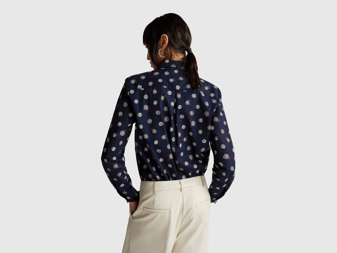 Benetton_Multi-Color_Patterned Shirt in Lightweight Cotton_5Q6SDQ0AY_66N_02