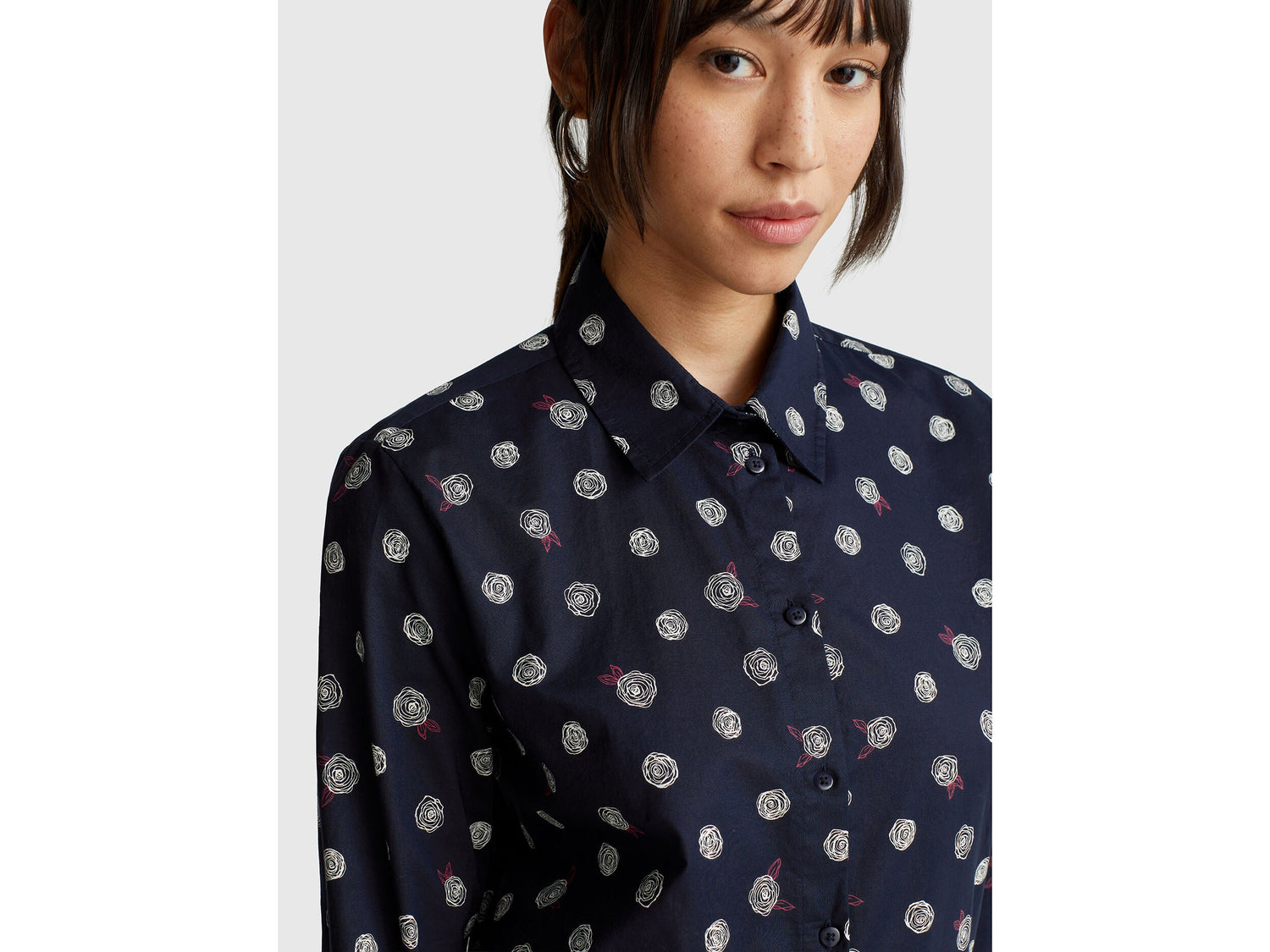 Benetton_Multi-Color_Patterned Shirt in Lightweight Cotton_5Q6SDQ0AY_66N_04