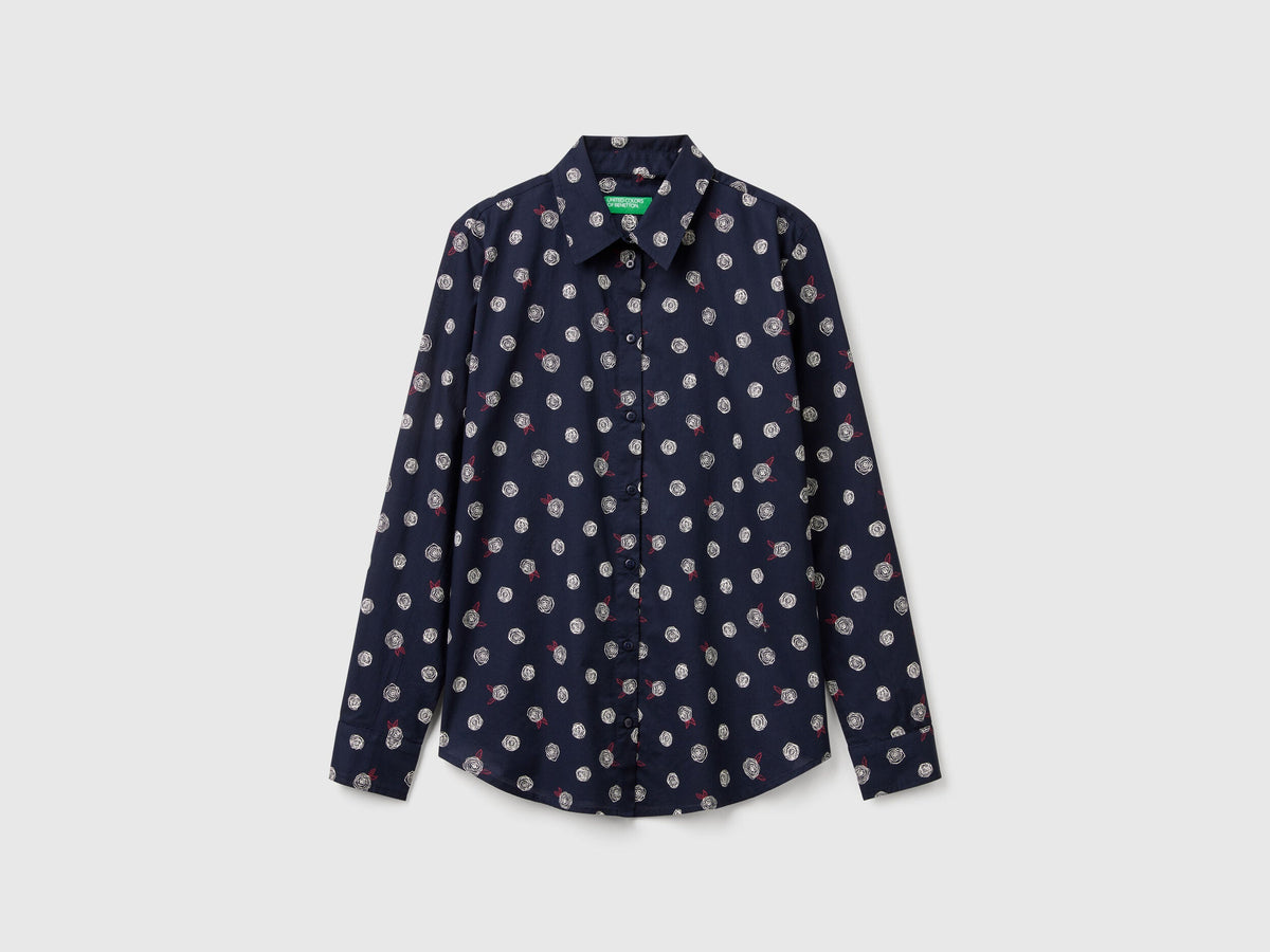 Benetton_Multi-Color_Patterned Shirt in Lightweight Cotton_5Q6SDQ0AY_66N_05