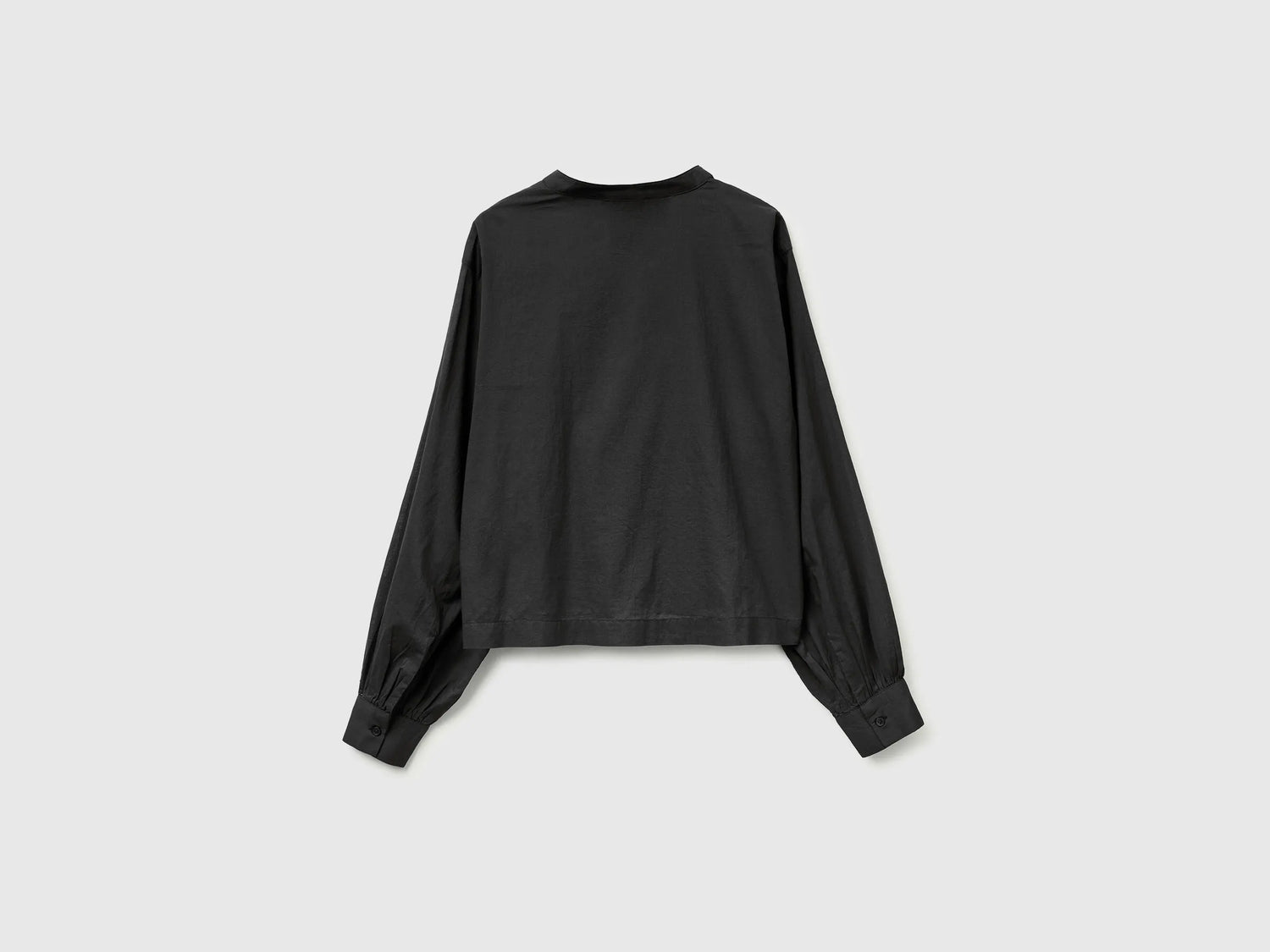Benetton Black Women Lightweight Blouse with Pleats SKU: 5SI1DQ0E5_100 Image 02