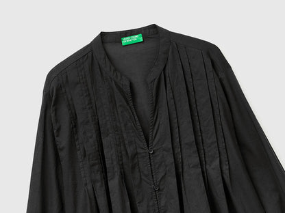 Benetton Black Women Lightweight Blouse with Pleats SKU: 5SI1DQ0E5_100 Image 03
