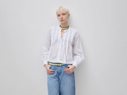 Benetton White Women Lightweight Blouse with Pleats SKU: 5SI1DQ0E5_101 Image 01