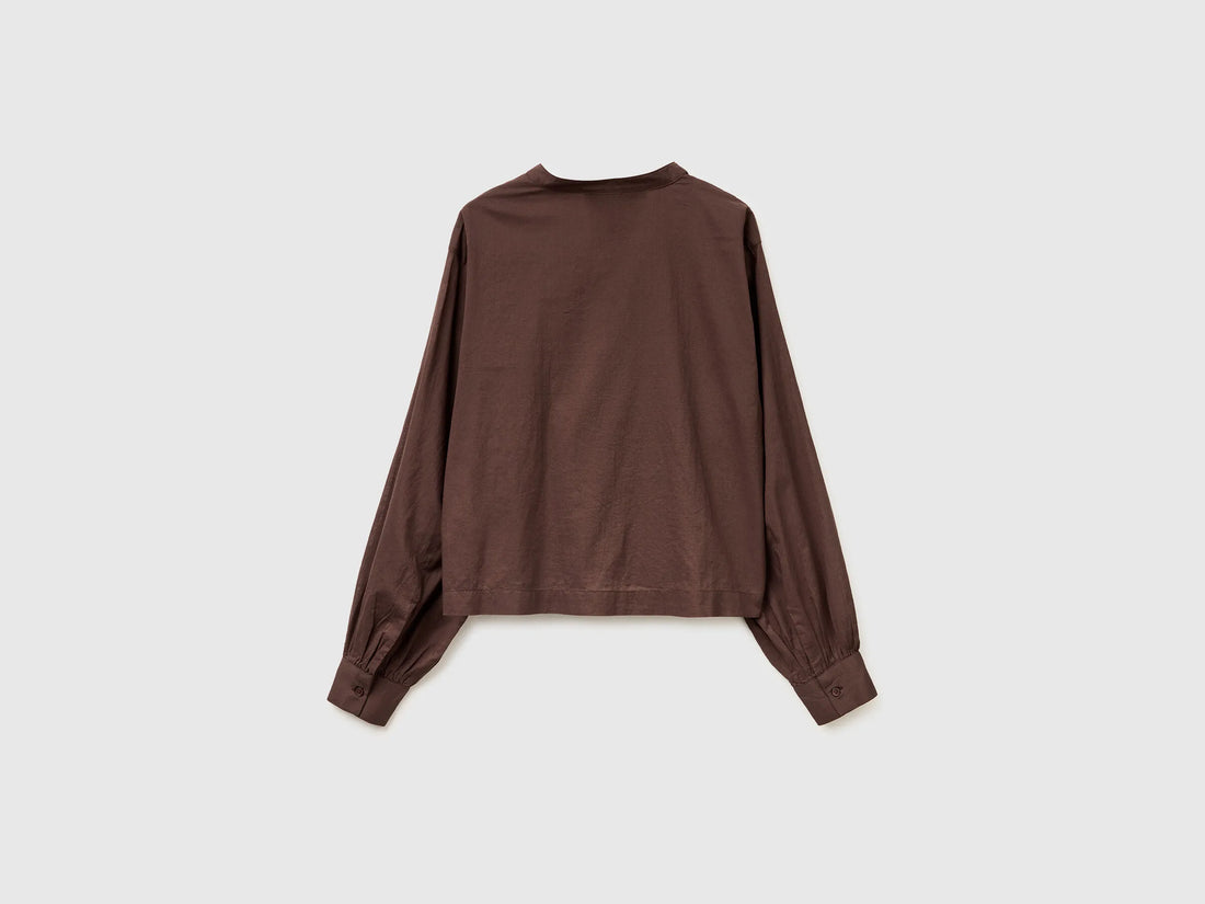 Benetton Brown Women Lightweight Blouse with Pleats SKU: 5SI1DQ0E5_33T Image 02