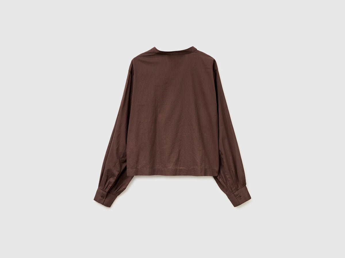 Benetton Brown Women Lightweight Blouse with Pleats SKU: 5SI1DQ0E5_33T Image 02