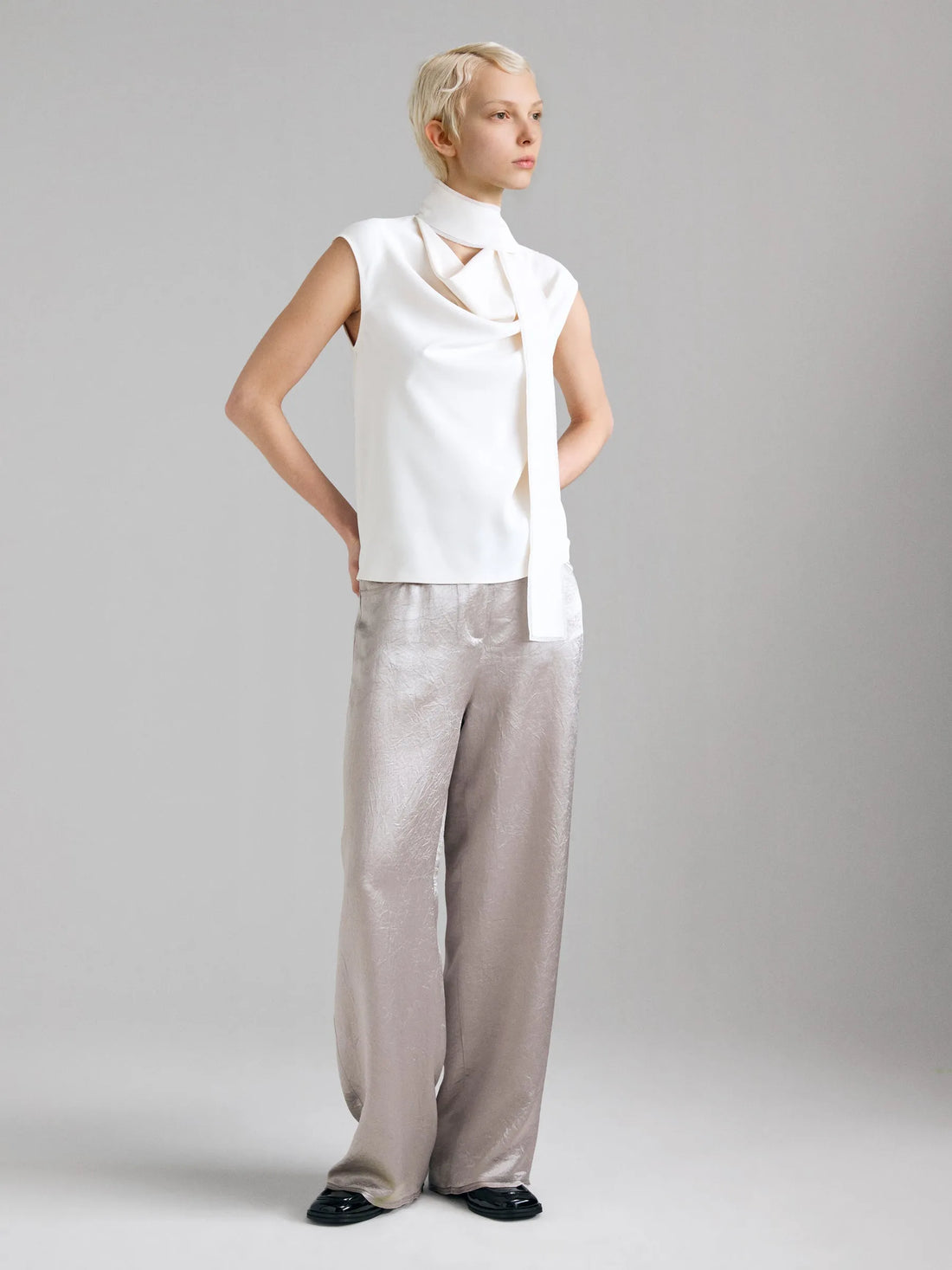 Sisley Creamy white Women Top with Scarf SKU: 5SLFLQ0AS_00E Image 01