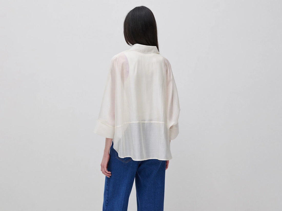 Benetton Creamy White Women Flowing Shirt SKU: 5UOCDQ0E6_0R2 Image 02